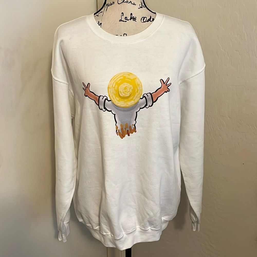 Immersive Van Gough White Graphic Pullover Sweatshirt